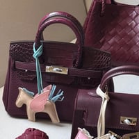 Birkin croc-Maroon