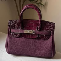 Birkin croc-Maroon