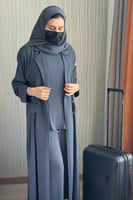 عباية سفر ياقة رمادي