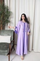 جلابية موف فاتح شك وتطريز من الامام والخلف