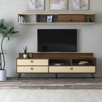 طاولة تلفزيون بني3 وبيج-موديل Tv49