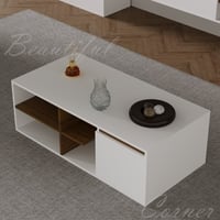 طقم طاولات ابيض مع بني-موديل Elm