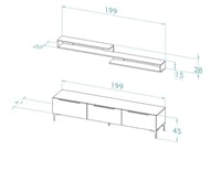 طاولة تلفزيون رمادي غامقA مع رمادي فاتح - موديل pa...