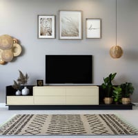 طاولة تلفزيون اسود و بيج - موديل tv65