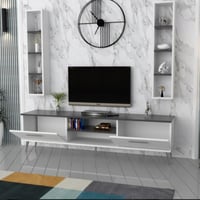 طاولة تلفزيون ابيض مع رمادي غامق-موديل Tv36