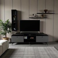 طاولة تلفزيون اسود مع رمادي غامق موديل TV04