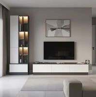 طاولة تلفزيون ابيض مع رمادي غامق - موديل Tv61