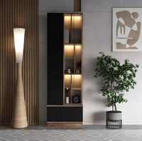 طقم طاولات اسود مع خشبي- موديل SH61