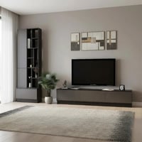 طاولة تلفزيون اسود مع رمادي غامق- موديل Tv 61