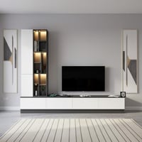 طاولة تلفزيون ابيض مع رمادي غامق - موديل Tv 61