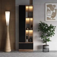 طاولة وسط مع طاولات خدمة اسود مع خشبي-موديل CT61