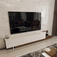 طاولة تلفاز ابيض مع بني 2001_موديل Sozan
