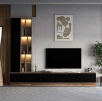 طقم طاولات اسود مع خشبي- موديل SH61