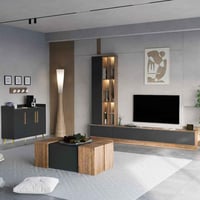 ركن قهوة رمادي غامق مع خشبي -موديلRC07