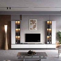 طاولة تلفزيون ابيض مع رمادي غامق - موديل Tv61