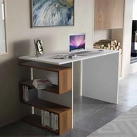 طاولة مكتب ابيض مع بني3 -موديل MK01