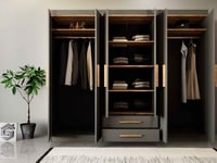 دولاب ملابس رمادي غامق و خشبي 6 ابواب - موديل DLB...