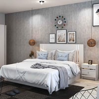 طقم غرفة نوم كاملة مع دولاب باللون الأبيض 4 ابواب...