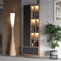 طاولة تلفزيون رمادي غامق مع خشبي- موديل Tv61