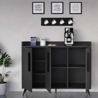 طاولة وسط مع طاولات خدمة اسود مع رمادي غامق-موديل...