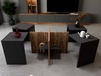 طاولة وسط رمادي غامق مع خشبي-موديل CT03