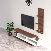 طاولة تلفاز ابيض مع بني -موديل Venussa