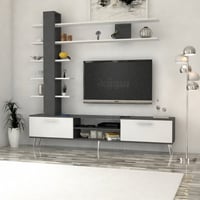 طاولة تلفزيون ابيض مع رمادي غامق - موديل tv07