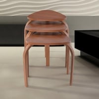 طقم مكون من 3 طاولات خدمة لون بني . موديل F-2026