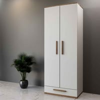 خزانة ملابس درفتين ابيض مع خشبي- موديل DLB03