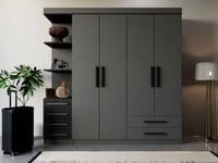 دولاب الملابس أسود مع رمادي غامق 4 ابواب -DLB 04