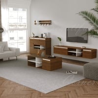 طقم طاولات بني وابيض-موديل Elm