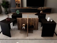 طاولة وسط اسود مع خشبي- CT03