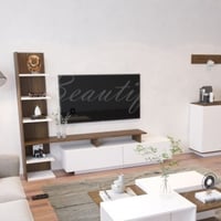 طاولة تلفزيون بني مع ابيض - موديل Panella