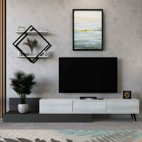 رف جداري اطار معدني وخشب ابيض-موديل SHRAF-H10-1