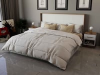 سرير مزدوج ابيض مع خشبي-موديل BD03