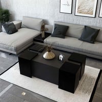 طاولة وسط مع طاولات خدمة اسود مع رمادي غامق-موديل...