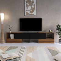 طاولة تلفزيون اسود مع بني3 قابله للتعديل - موديل t...