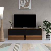 طاولة تلفزيون اسود مع بني3 قابله للتعديل - موديل t...