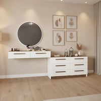 غرفة نوم لون ابيض مع خشبي - موديل SetBR-03