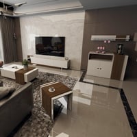 طقم طاولات ابيض مع بني 2001_موديل Sozan