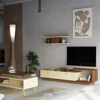 طاولة تلفزيون بني3 مع بيج - موديل Tv01