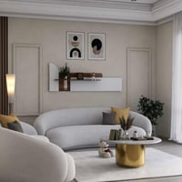 طاولة تلفزيون بني3 جدارية مع أرفف جانبية مضاءة - م...