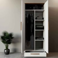 خزانة ملابس درفتين ابيض مع خشبي- موديل DLB03