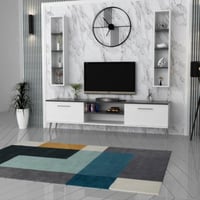 طاولة تلفزيون ابيض مع رمادي غامق-موديل Tv36