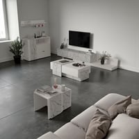 طقم طاولات ابيض مع رخامي موديل Sozan