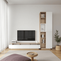 طاولة تلفاز ابيض مع بيج 125_موديل Alfa