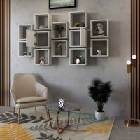 رف جداري ابيض 12 قطعة-موديل SHRAF-03