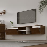 طاولة تلفاز لون بني 2001 مع ابيض-موديل Elm