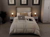 سرير مفرد لون ابيض مع بني خشبي -موديل BD03