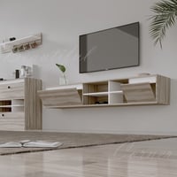 طاولة تلفاز لون رمادي مع ابيض-موديل Elm